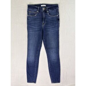 Good American Jeans Womens 2/26 Blue Skinny Ankle High Rise Distressed Denim
